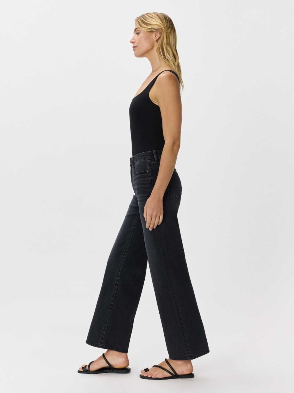 Quince Bella Stretch Wide Leg Jeans in Faded Black - Picture 5 of 9
